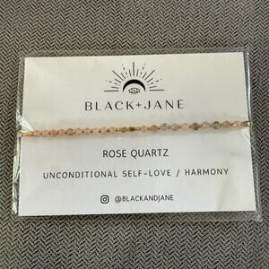 Black + Jane Rose Quartz Gemstone Adjustable Friendship Bracelet New Gift